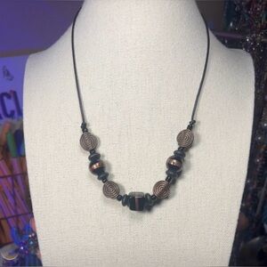 Black and Bronze Glass Bead Necklace